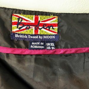 Boden British Tweed Black Skirt